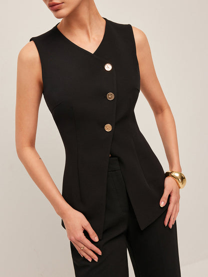 V-hals gilet met knoopdetail