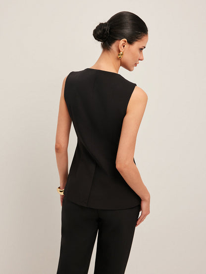 V-hals gilet met knoopdetail