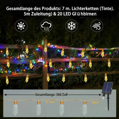 Wodoodporne słoneczne lampki sznurkowe z konopi 31 stóp 20 LED z pilotem