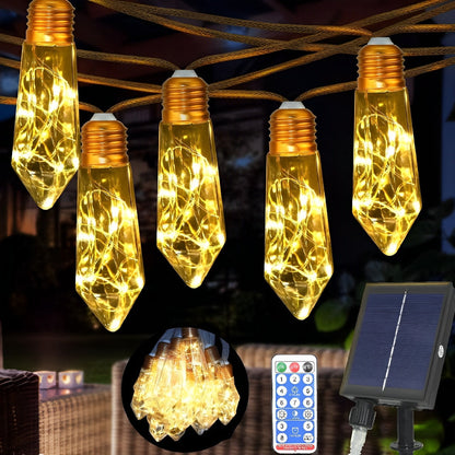 Wodoodporne słoneczne lampki sznurkowe z konopi 31 stóp 20 LED z pilotem