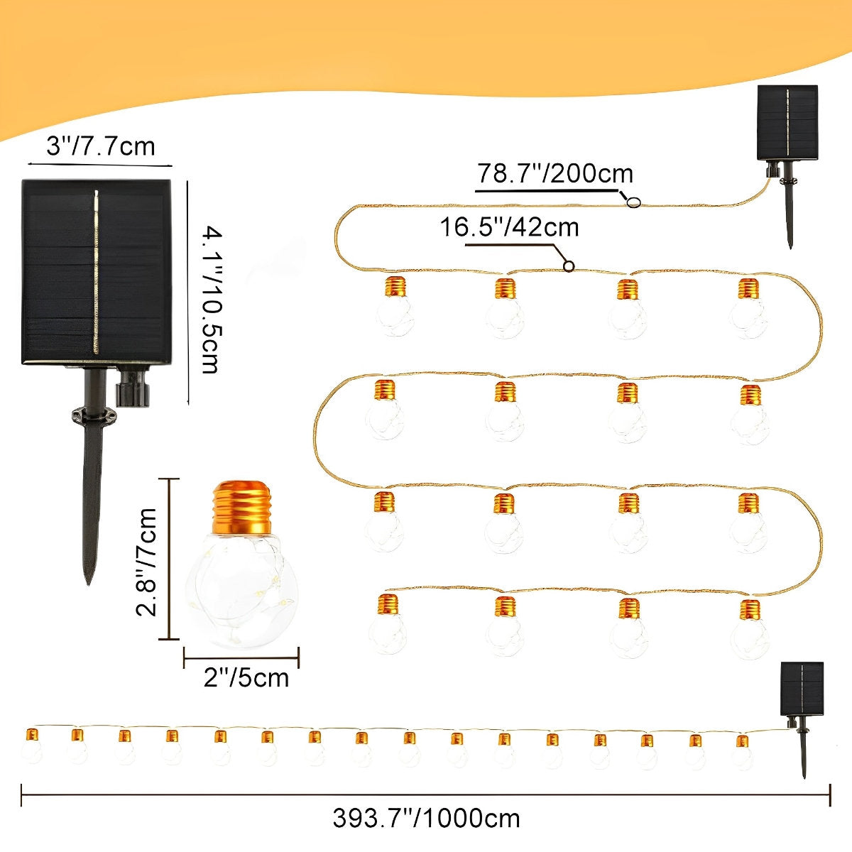 Wodoodporne słoneczne 31ft 20 LED zewnętrzne lampki na sznurze