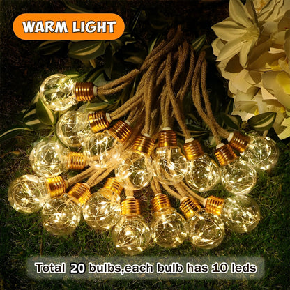 Wodoodporne słoneczne 31ft 20 LED zewnętrzne lampki na sznurze