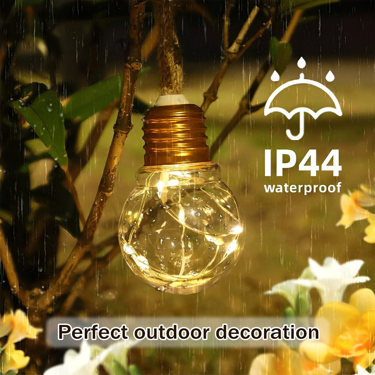 Wodoodporne słoneczne 31ft 20 LED zewnętrzne lampki na sznurze