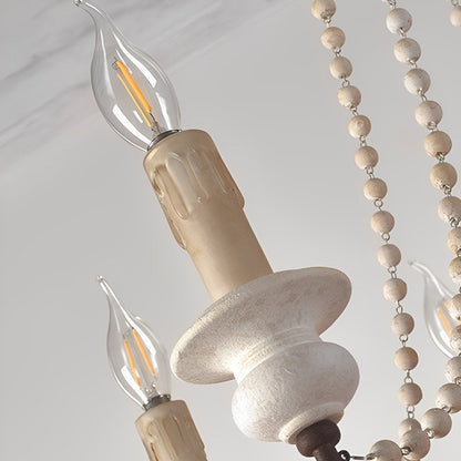 Wood Vintage Rustic Candle Chandelier Light