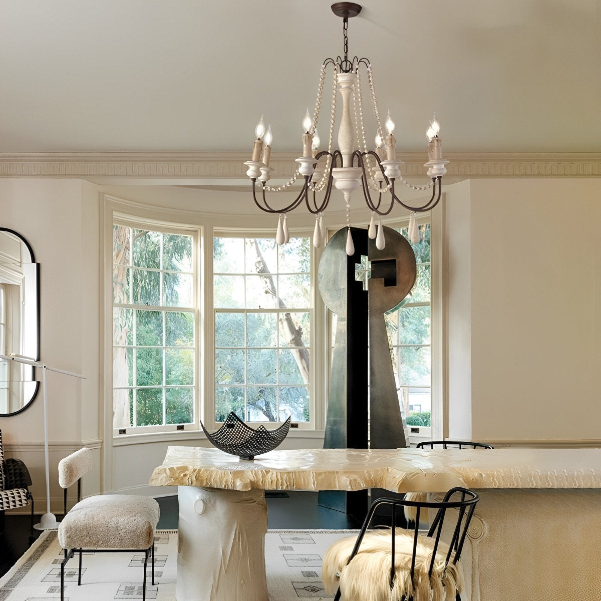 Wood Vintage Rustic Candle Chandelier Light