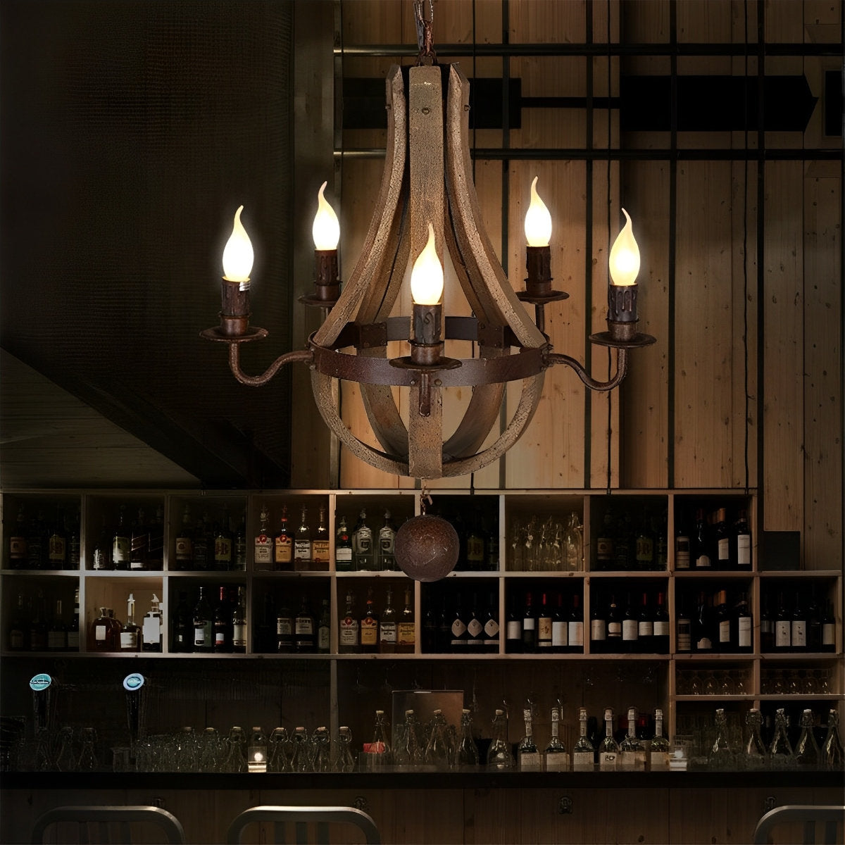 Wood Vintage Rustic Pendant Light LOFT Creative Light