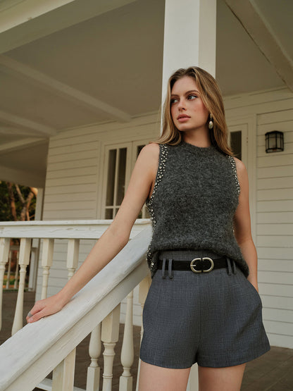 Wool-Blend Beaded Sweater Vest
